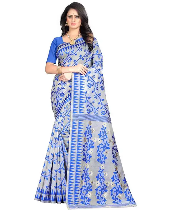 Mysore Viscose Blend, Cotton Silk Saree Blue