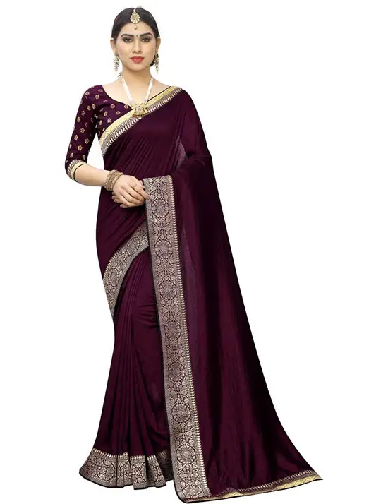 Paisley Bollywood Tussar Silk Purple Saree