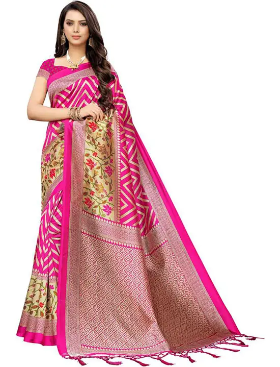  Printed Daily Wear Art Silk Pink Saree