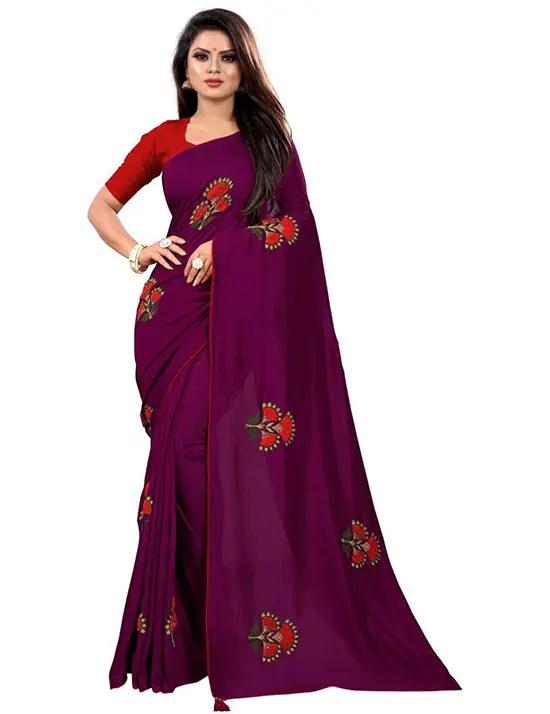 Self Design Bollywood Pure Silk Purple Saree
