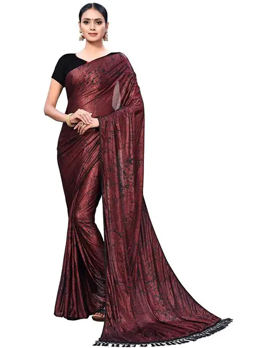 Self Design Fashion Silk Blend Maroon Saree