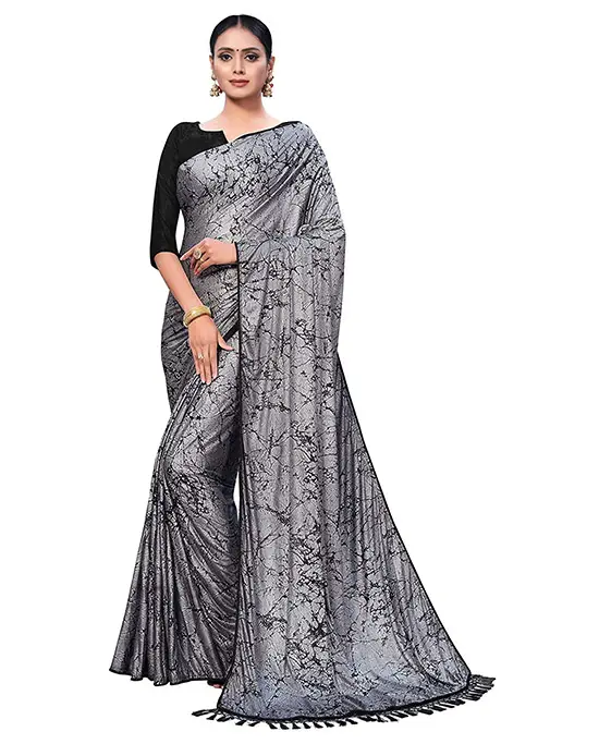 Silver Color Silk Saree With Blouse Piece