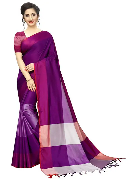 Solid Fashion Art Silk, Cotton Silk Purple Saree