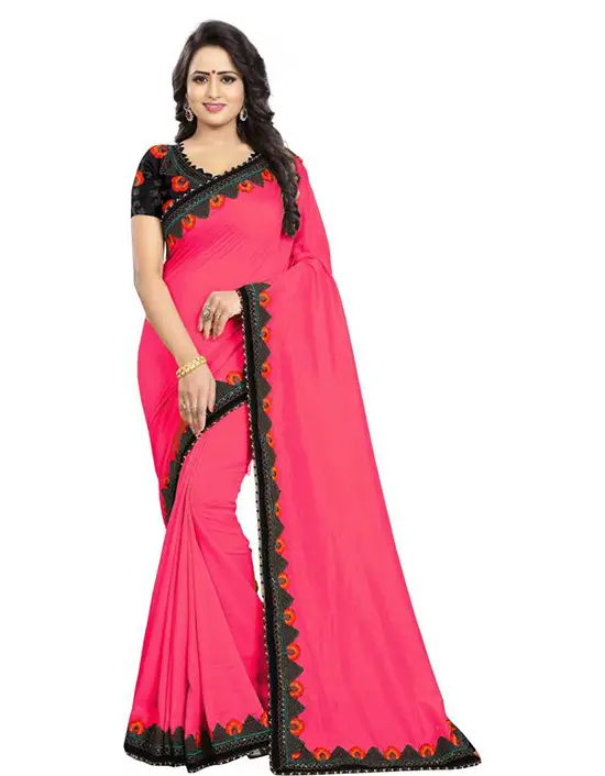 Solid Fashion Tussar Silk Pink Saree