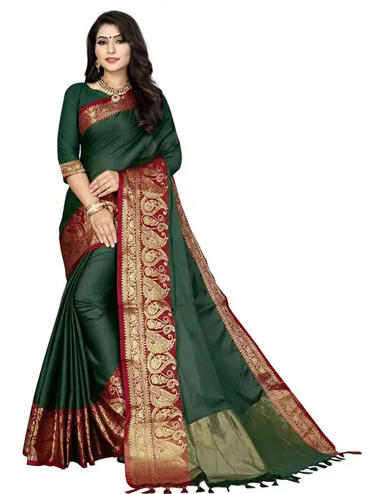 Woven Fashion Cotton Silk Green Saree