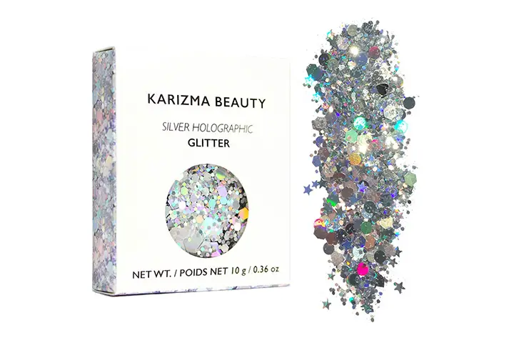 karizma beauty silver holographic chunky glitter
