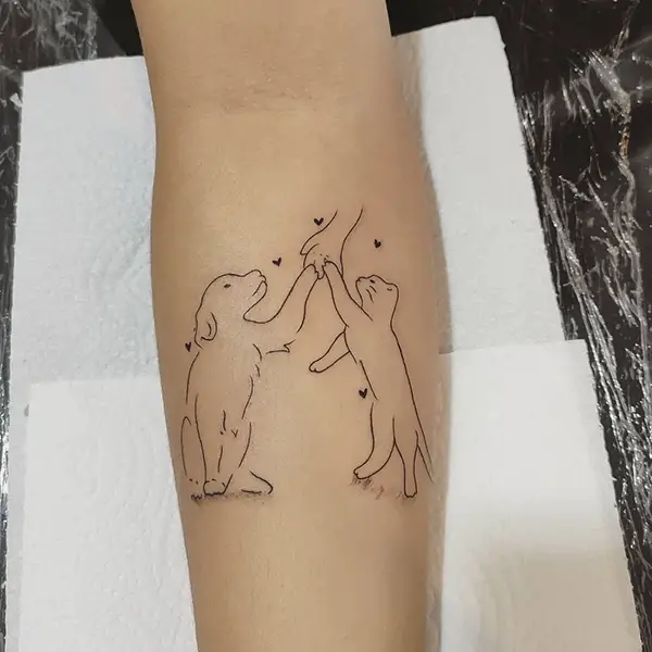 Cats and Dogs Tattoo on Forearm
