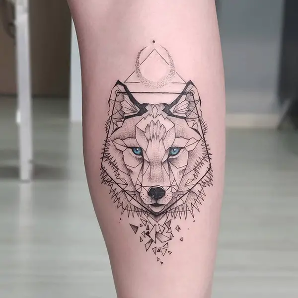 Husky Geometric Shape Tattoo