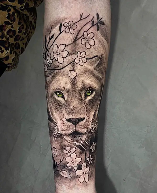Large and Realistic Lion Tattoo