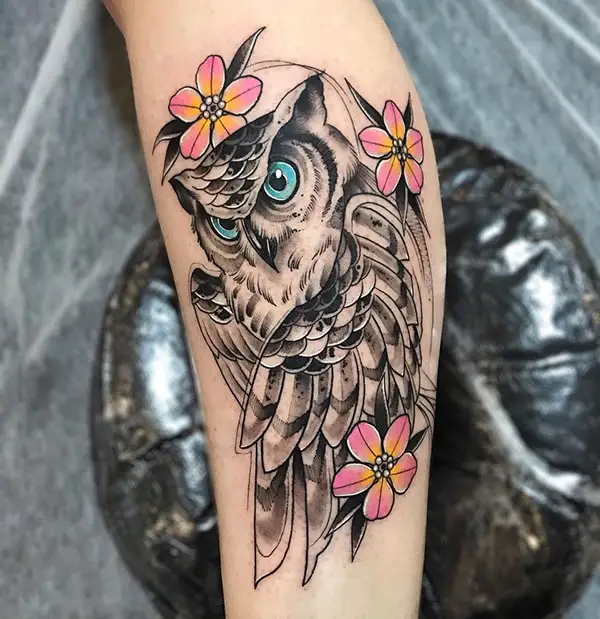Owl Tattoo on Forearm
