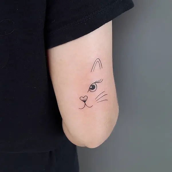 Cat Tattoo on Back Arm