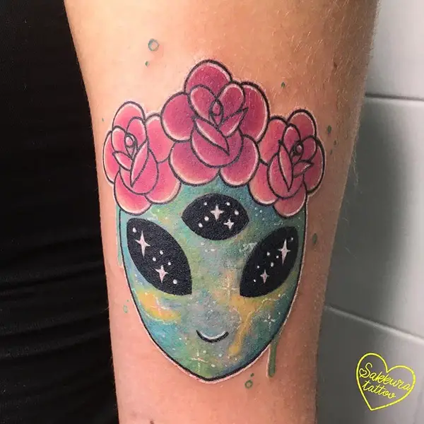 Alien head tattoo: Alien Tattoos