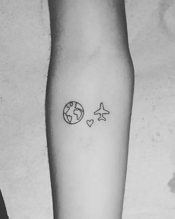 Airplane and Earth Tattoo