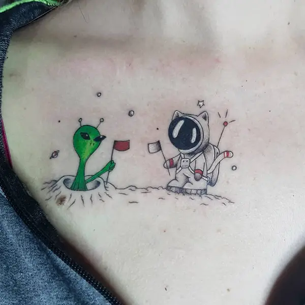 Alien and Astronaut Tattoo