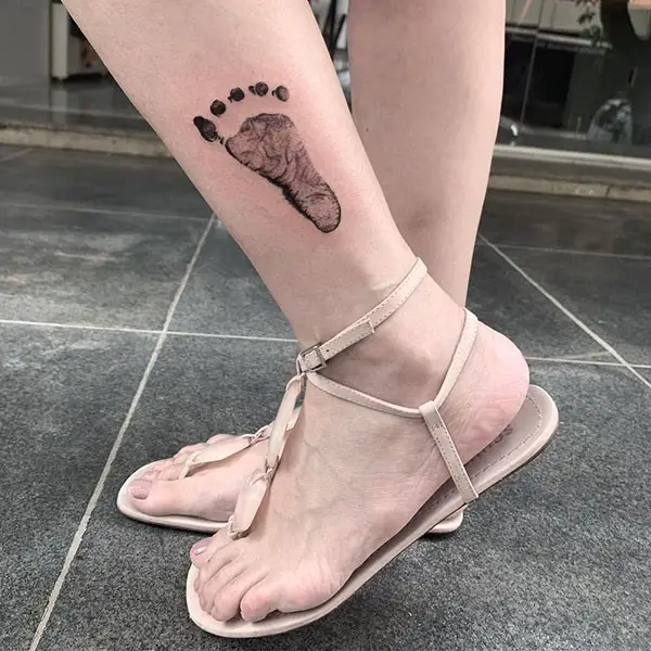 Baby Footprint Tattoo on Leg