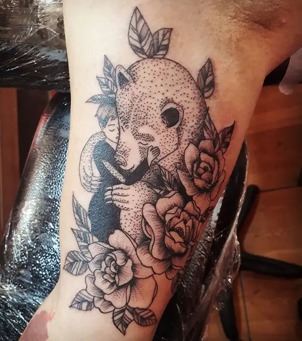 Bear and Girl Tattoo
