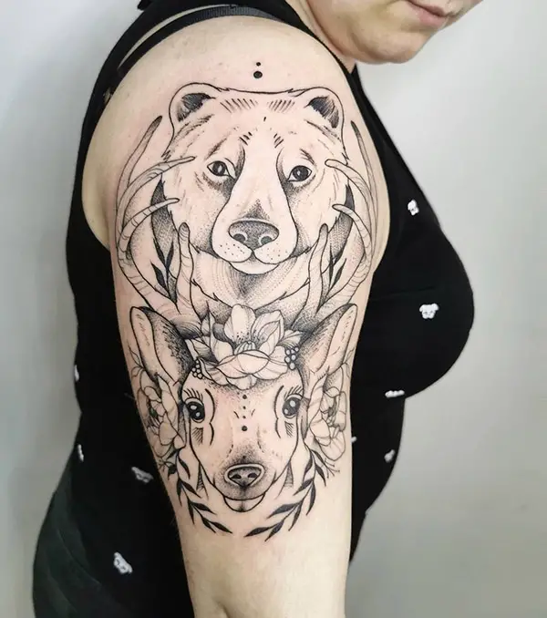 Bear and Deer Tattoo