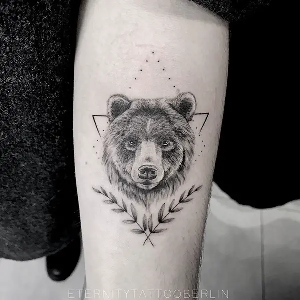 Bear Tattoo with a Geometrical Shape