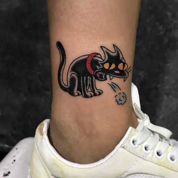 Cartoon Cat Tattoo