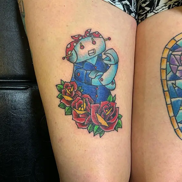 Cartoon Robot Tattoo