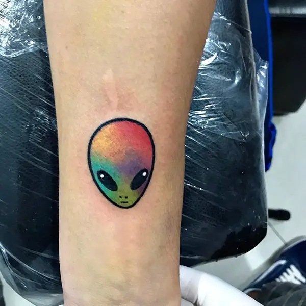 Colorful Alien Tattoo