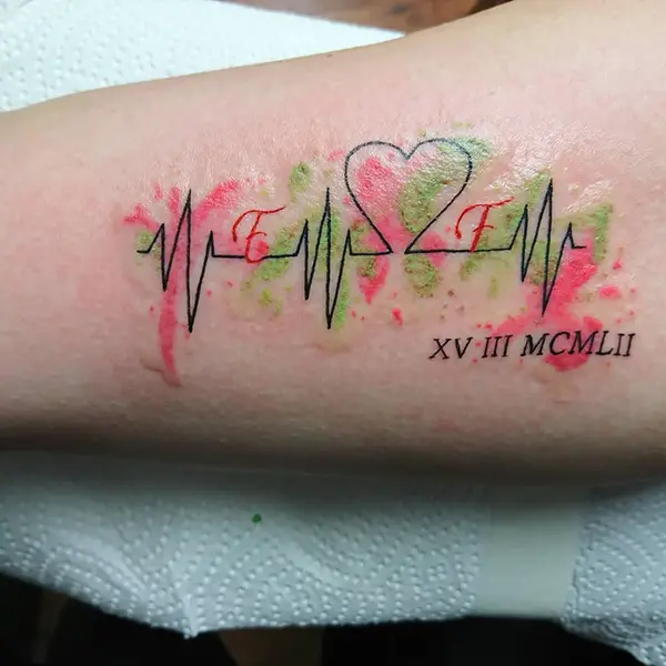 Colorful Roman Numeral Tattoo