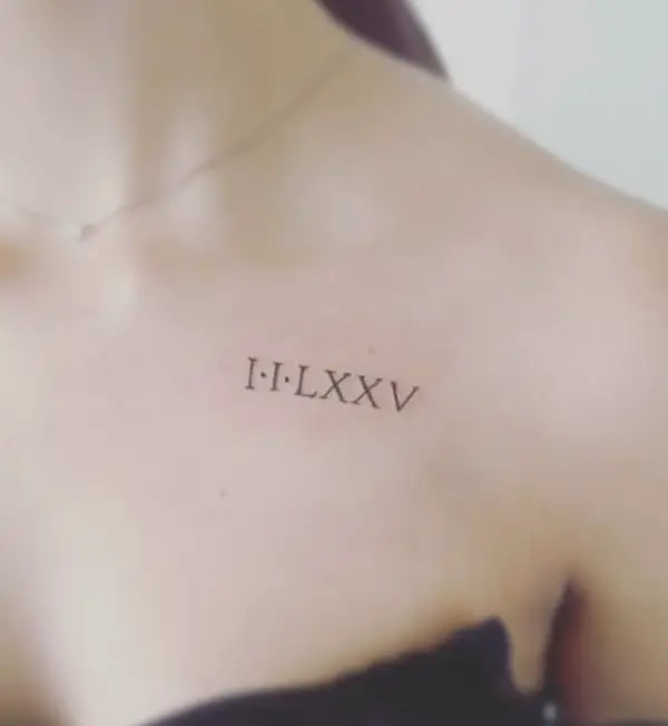 Day of First Kiss in Numeral Tattoo