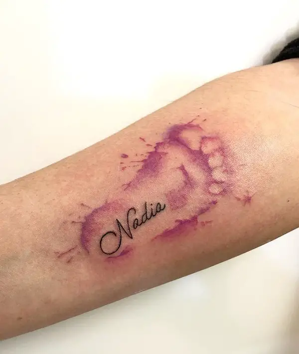 Footprint in the Form of Color Splash Tattoo