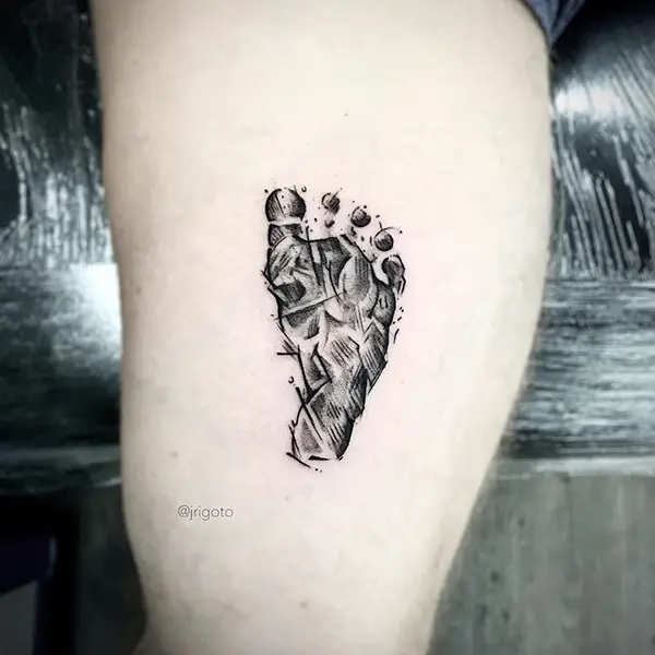 Geometric Footprint Tattoo
