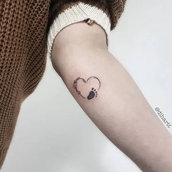 Heart with a Tiny Footprint Tattoo