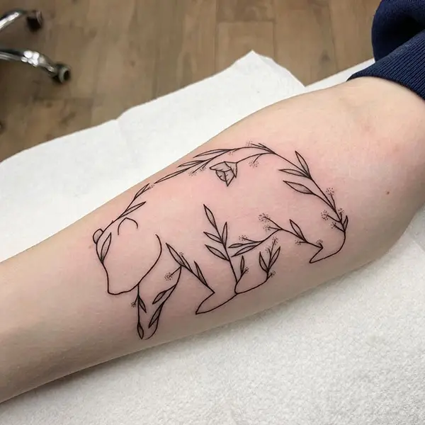 Minimalistic Bear Shape Tattoo