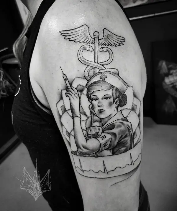 Nurse Holding an Injection Tattoo