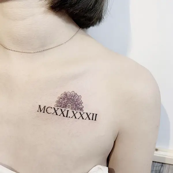Roman numeral with a flower