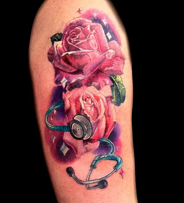 Roses with Stethoscope Tattoo
