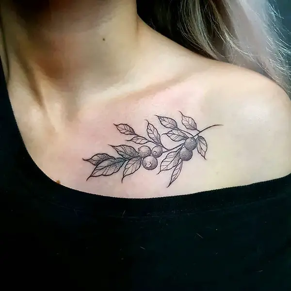 Simple Stem with Fruits Tattoo