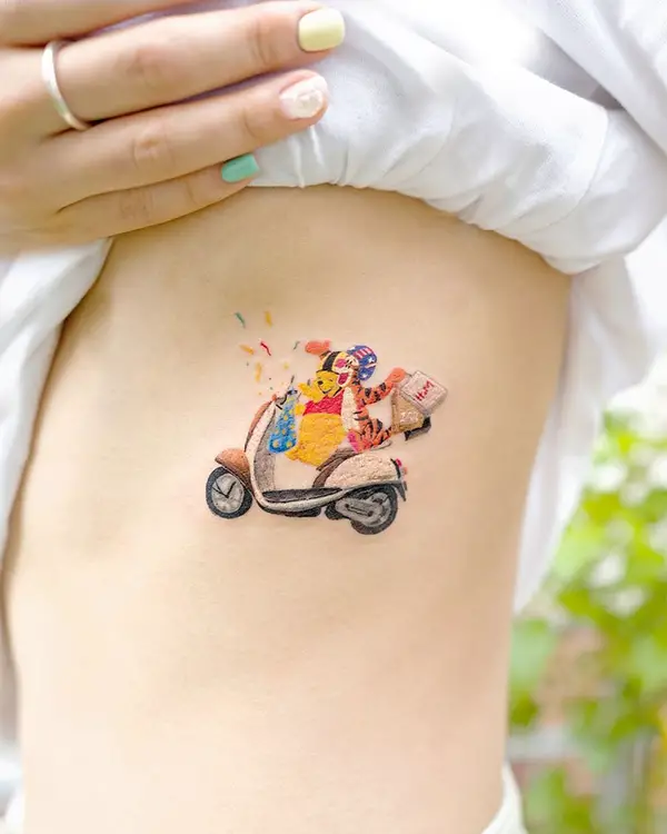 Small and Colorful Winnie the Pooh Tattoo