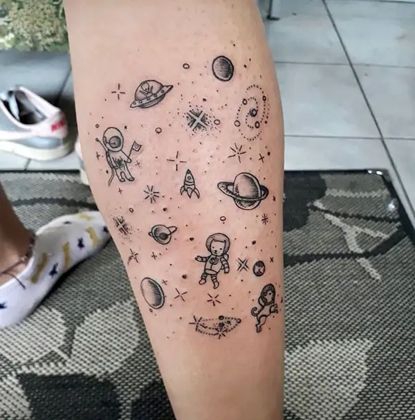 Space and its creatures tattoo