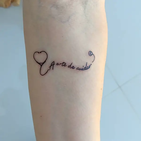 Stethoscope Heart with Quote Tattoo