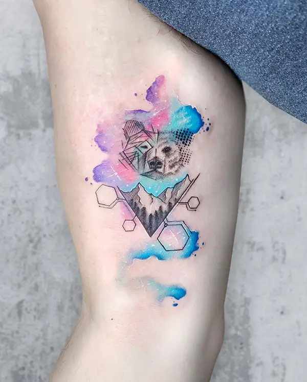 Watercolor Bear Tattoo