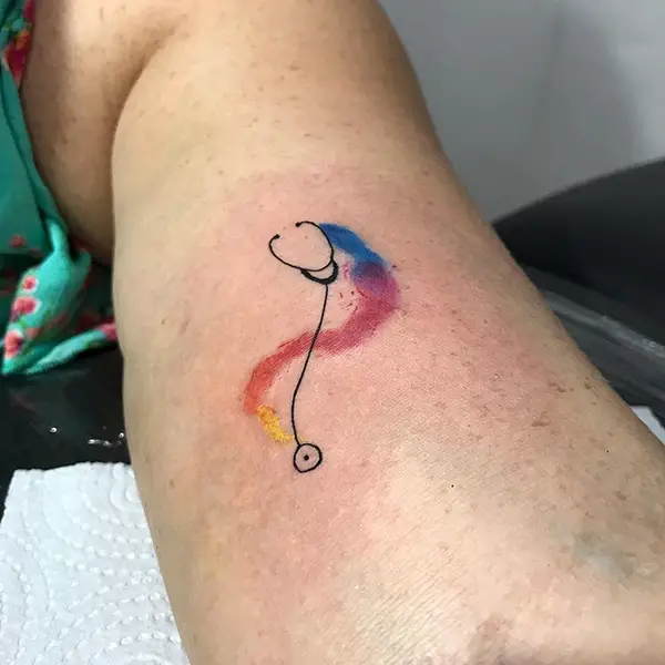 Watercolor Stethoscope Tattoo