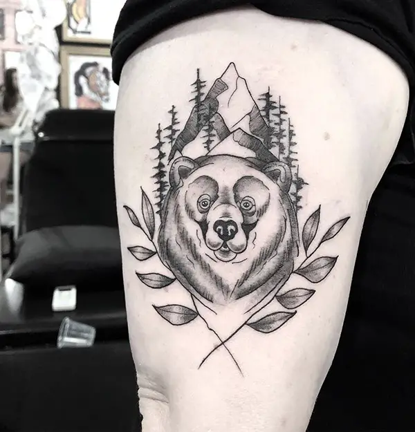 Bear and Mountain Tattoo