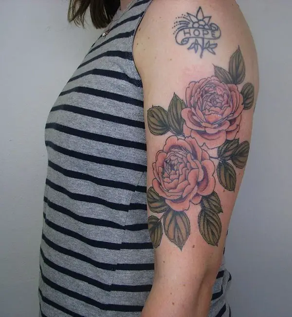 Beautiful Rose Tattoo with Hope