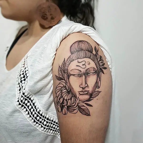 Black Strokes Buddha Tattoo