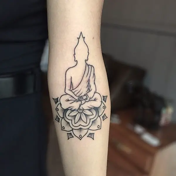Buddha Outline Tattoo on a Lotus