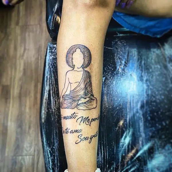 Buddha-Outline Tattoo with his Teaching
