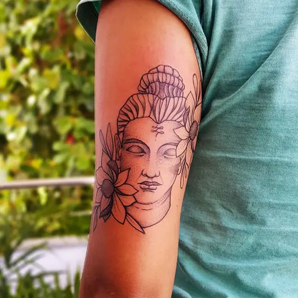 Buddha Tattoo with Flowers