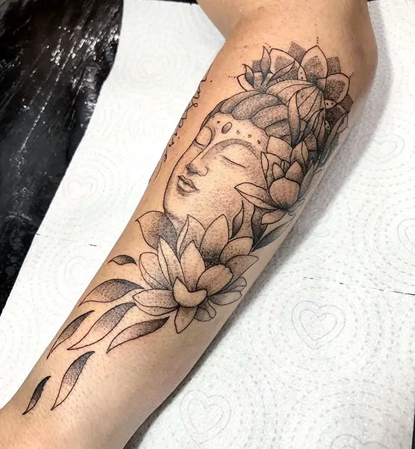 Buddha Tattoo with Lotus Flowers