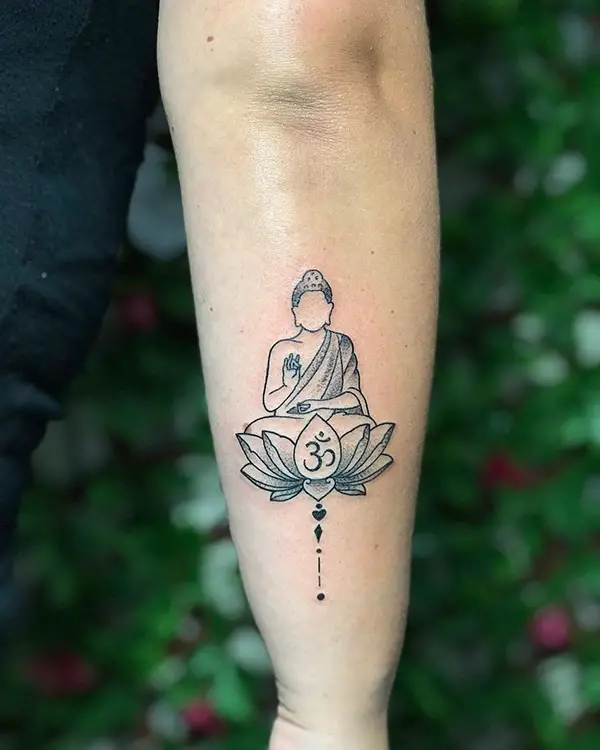 Buddha with Om on Lotus Tattoo
