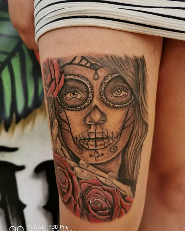 Catrina Tattoo with Rose