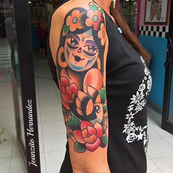 Catrina Tattoo with a Colorful Twist